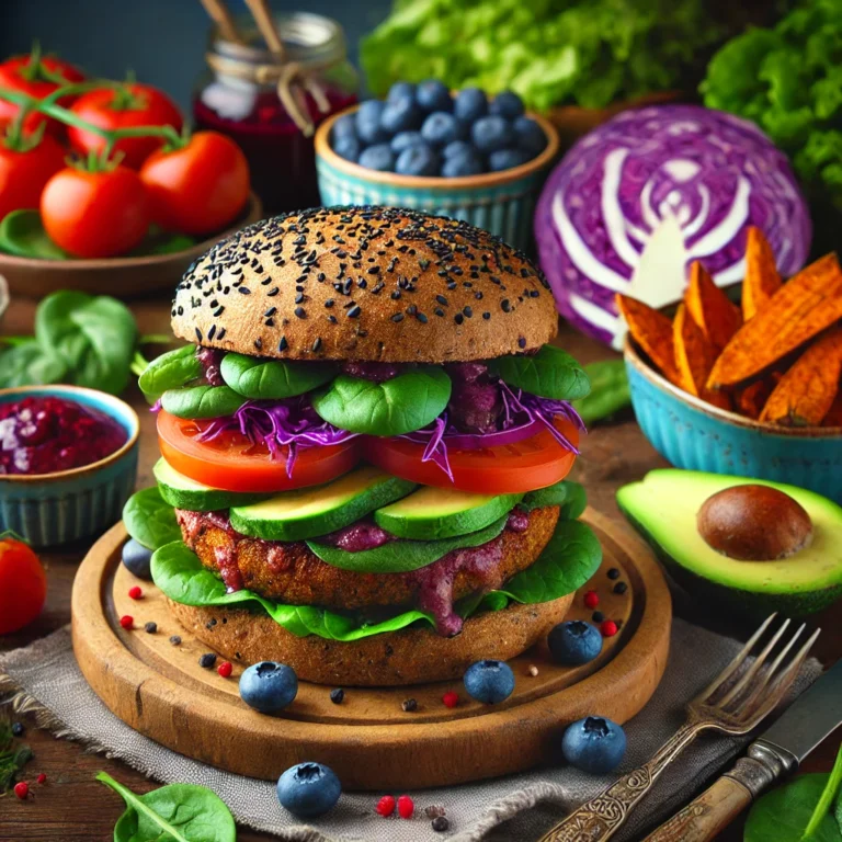 burger-riche-antioxydants-sauces-et-garnitures-sante