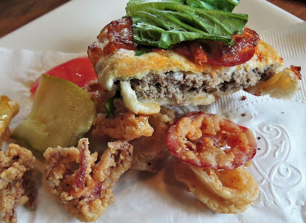 pizza burger, cheese, pepperoni, calamari, food, brown pizza, brown burger, pizza burger, pizza burger, pizza burger, pizza burger, pizza burger, calamari, calamari